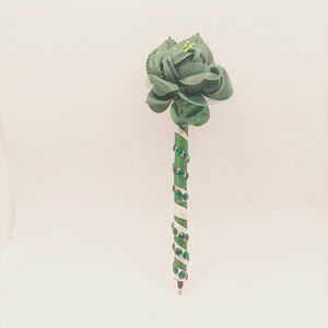 Emerald Dark Green Silk Rose Writing Pen (G12)